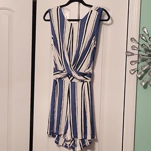 Striped Sleeveless Romper by Love Tree Size S